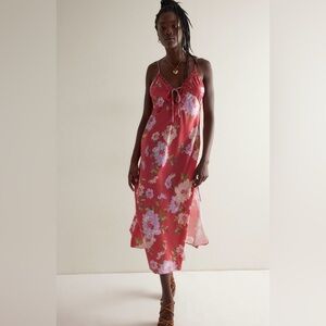 🆕 Free People Someone Like You midi slip in red floral combo size small